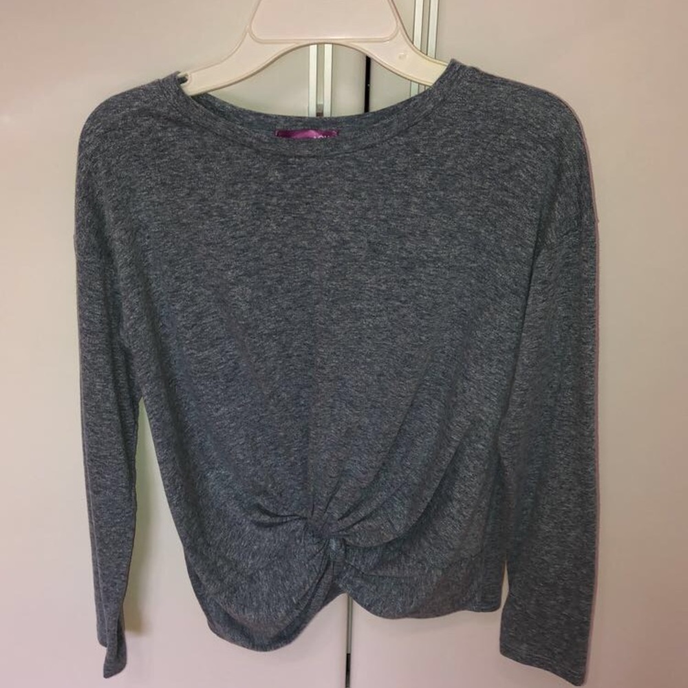 AQUA GIRLS GREY TIE FRONT SHIRT (12)